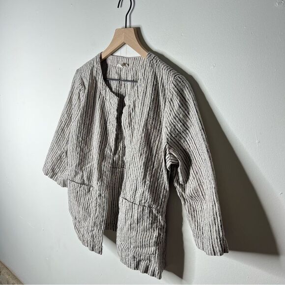 Eileen Fisher Organic cotton Stripe Open Front Preppy Minimalist Summer Vacation - Picture 4 of 11